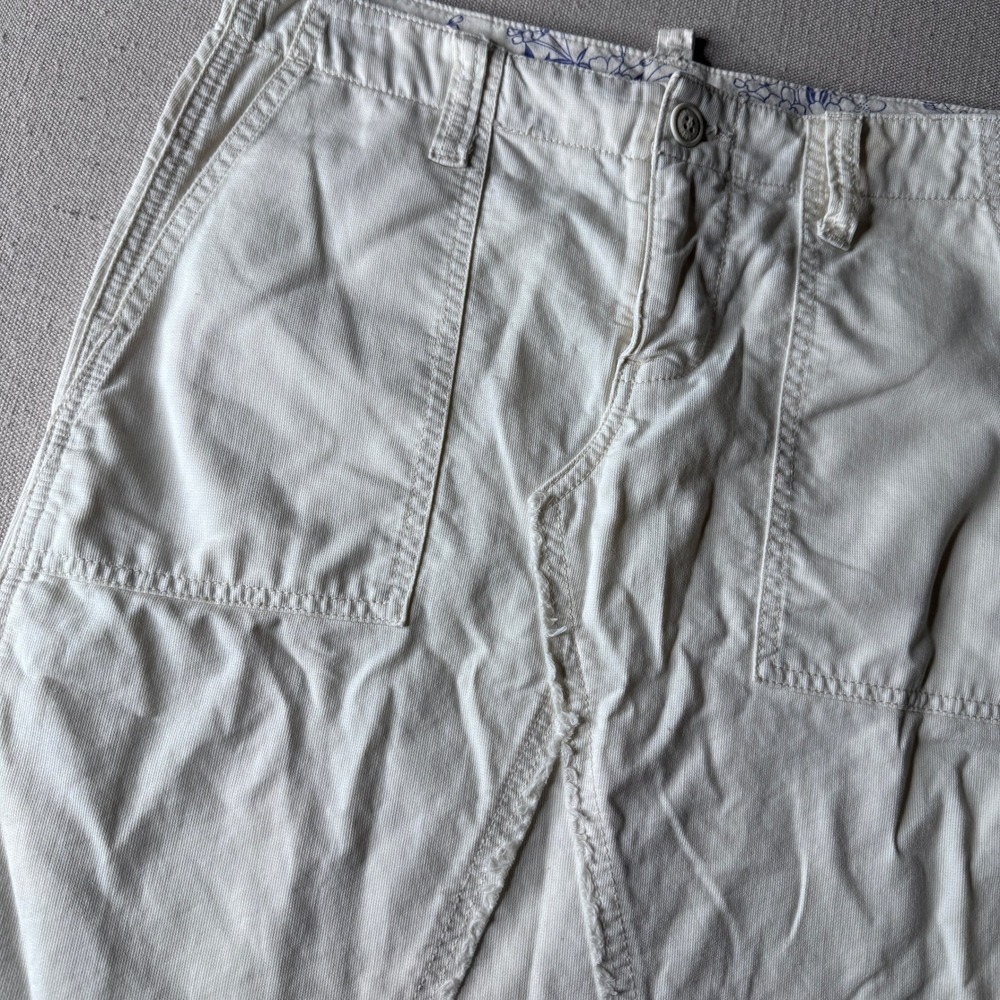 Vintage American Eagle Cargo Stretch Skirt Raw Hem Knee Length Size 0 Y2K 90s